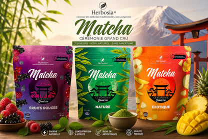 Matcha Cérémonie Grand Cru – Herbosia® (Nature • Fruits Rouges • Exotique)